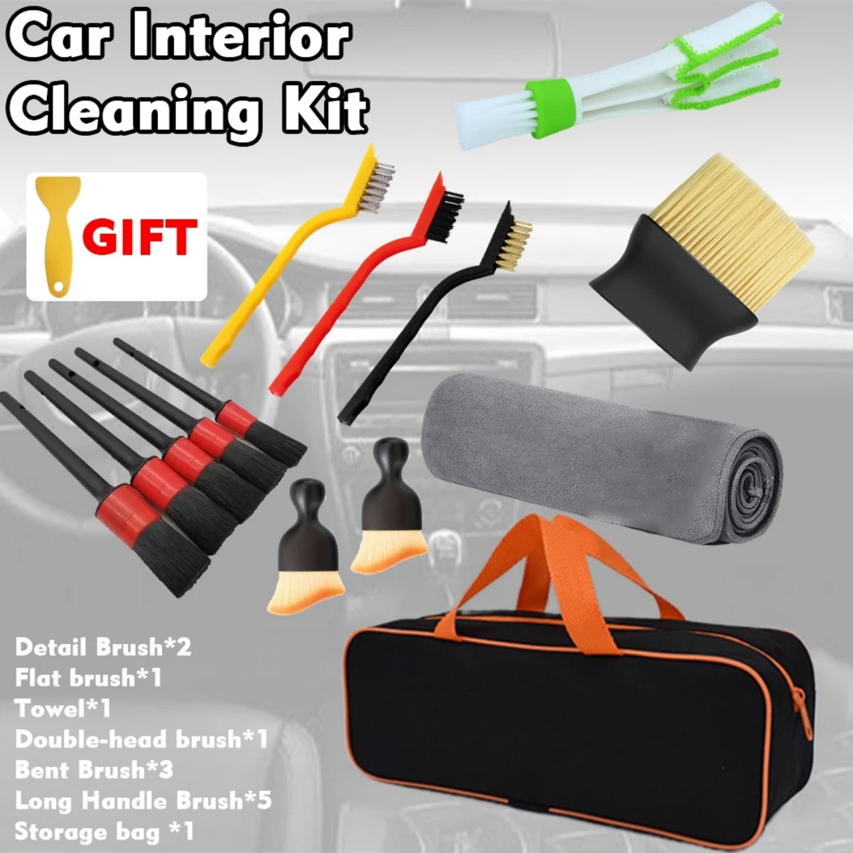 Dirt Brush Interior - 1-15개 자동차 청소 디테일링 브러시 키트,