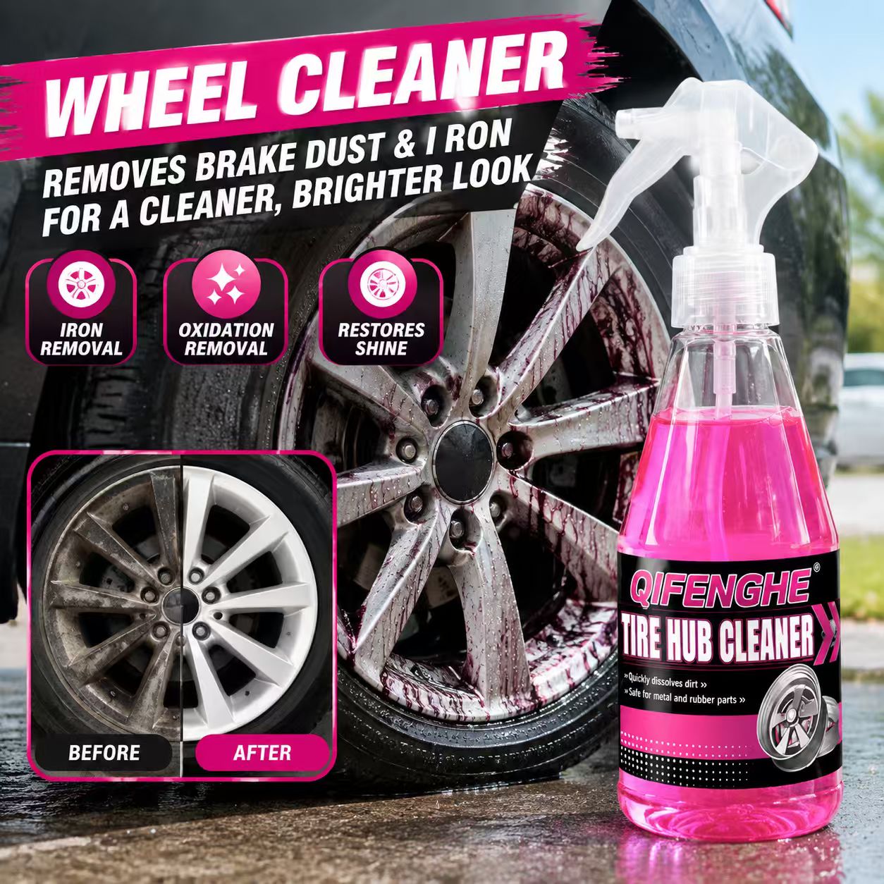 Wheel Cleaner Alloy - 강력한 휠 클리너 스프레이로 브레이크 먼지와