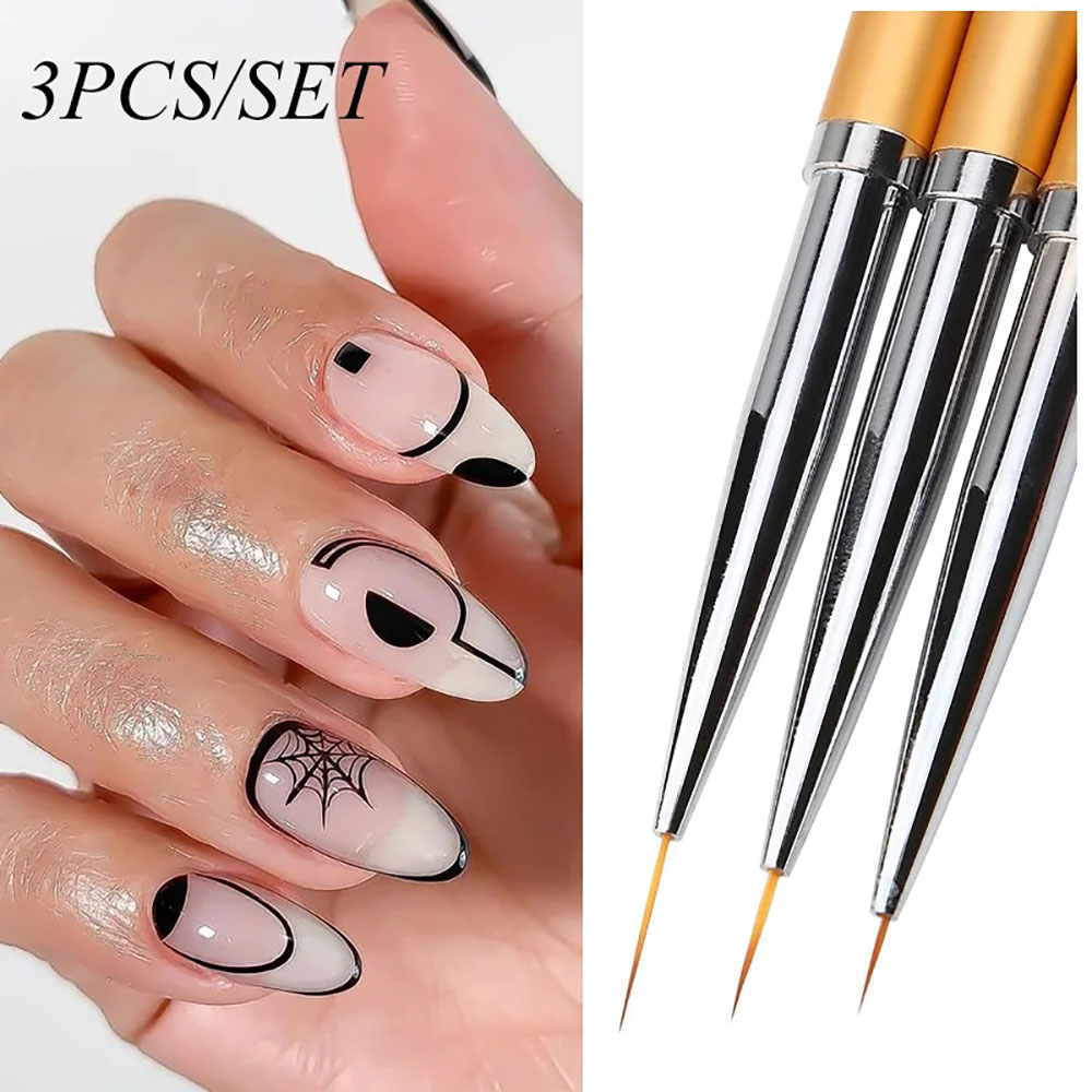 3종 골드 네일 아트 스트라이핑 브러쉬 프렌치 스타일  - Detailing Brush Set 리뷰 및 가격