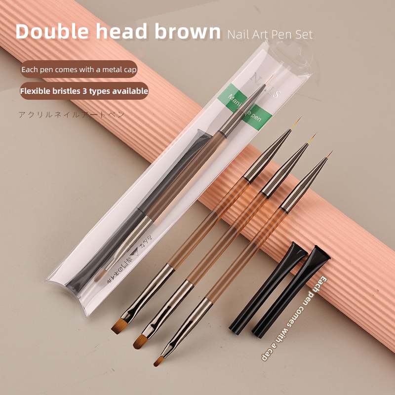 3개입 양면 네일 아트 브러쉬 세트 글루 UV 젤 얇은 - Detailing Brush Set 리뷰 및 가격